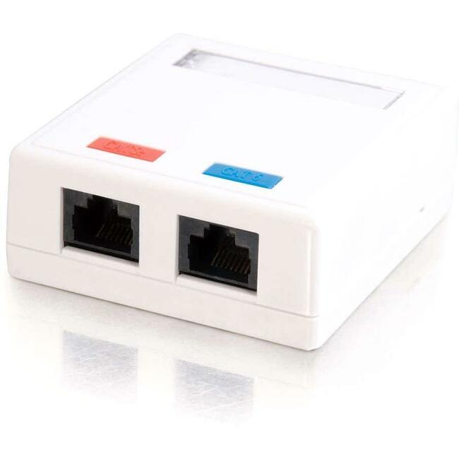 C2G 2-Port Cat5E Surface Mount Box - White - 03837