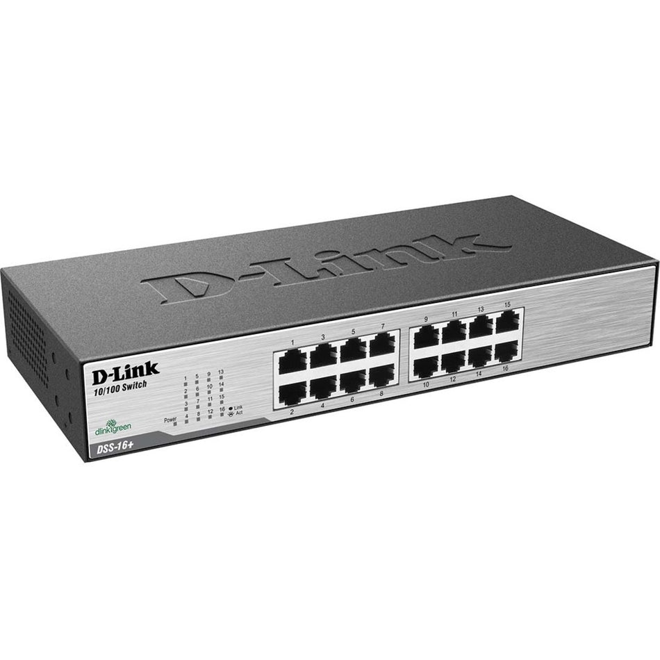 D-Link DSS-16+ 16-Port 10/100 Unmanaged Metal Desktop or Rackmount Switch - DSS-16+