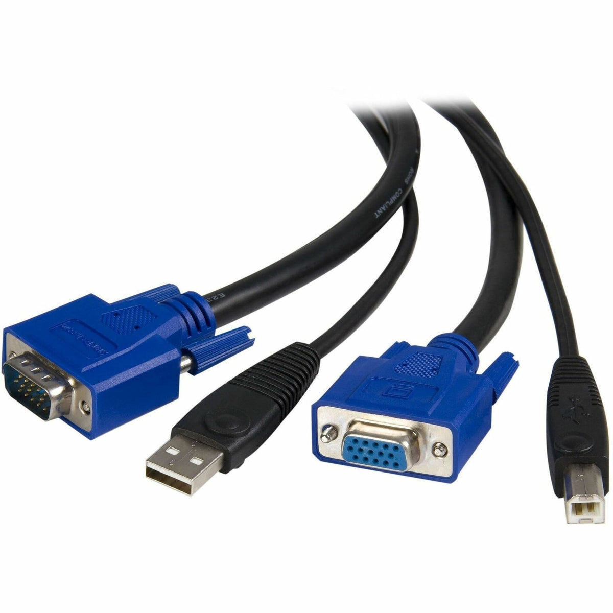 StarTech.com 15 ft 2-in-1 Universal USB KVM Cable - KVM Cable - 15 ft - 1 x Type B, 1 x D-Sub (HD-15), 1 x Type A, 1 x D-Sub (HD-15) - KVM Switch Cable External - SVUSB2N1_15