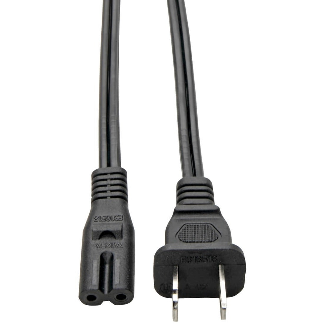 Eaton Tripp Lite Series 2-Slot Non-Polarized Replacement Power Cord, 1-15P to C7 - 10A, 120V, 18 AWG, 6 ft. (1.83 m), Black - P012-006