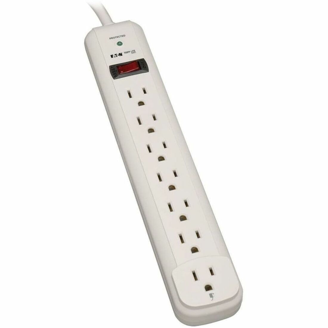 Eaton Tripp Lite Series Protect It! 7-Outlet Surge Protector, 12 ft. Cord, 1080 Joules, Diagnostic LED, Light Gray Housing - TLP712
