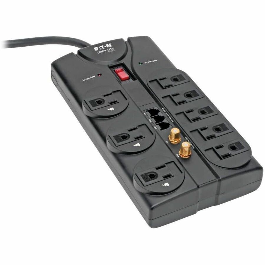 Eaton Tripp Lite Series Protect It! 8-Outlet Surge Protector, 8 ft. (2.43 m) Cord, 2160 Joules, Tel/Fax/Modem/Coax Protection, RJ11 - TLP808TELTV