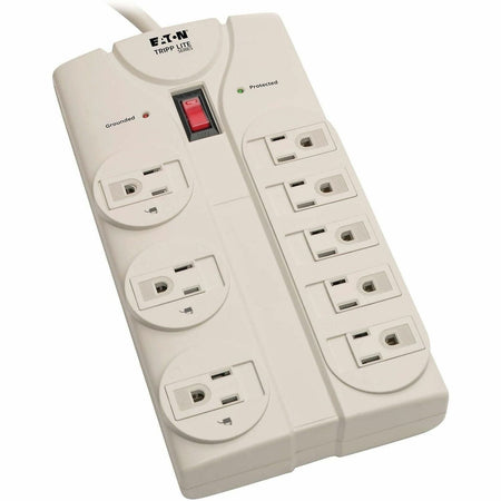 Eaton Tripp Lite Series Protect It! 8-Outlet Surge Protector, 8 ft. Cord with Right-Angle Plug, 1440 Joules, Diagnostic LEDs, Light Gray Housing - TLP808