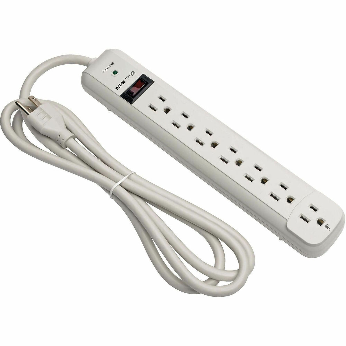 Tripp Lite by Eaton Protect It! 7-Outlet Surge Protector 6 ft. Cord 1080 Joules Diagnostic LED Light Gray Housing - STRIKER
