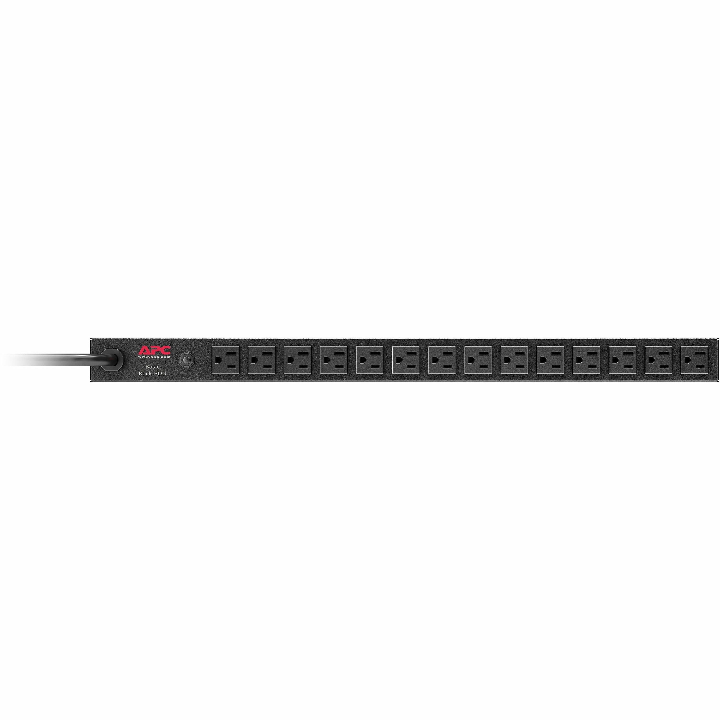 APC NetShelter Basic Rack PDU, Zero U, 20A, 120V, 14 NEMA 5-15 outlets - AP9551
