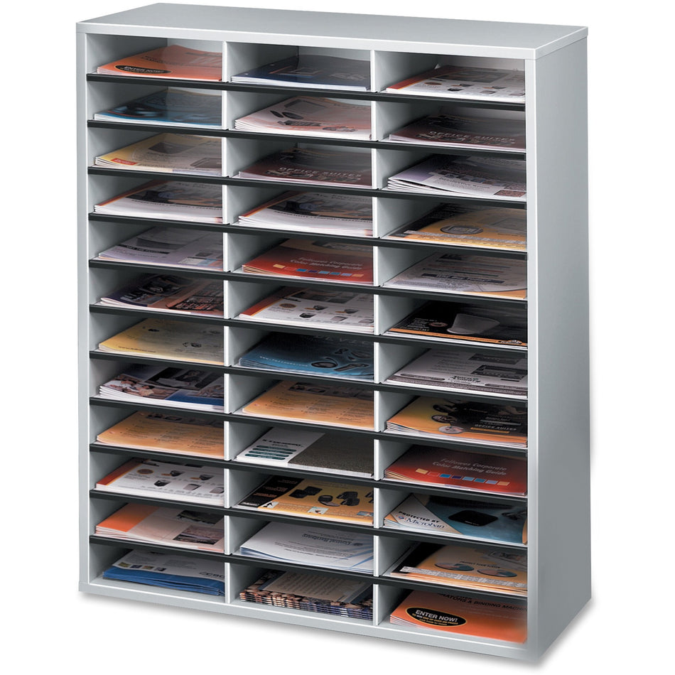 Fellowes Literature Organizer - 36 Compartment Sorter, Dove Gray - 25061
