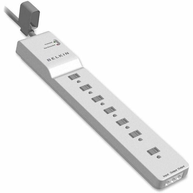 Belkin 7-Outlet Surge Protector - 12ft Cord - Right Angle Plug - 2320J - White - BE10720012