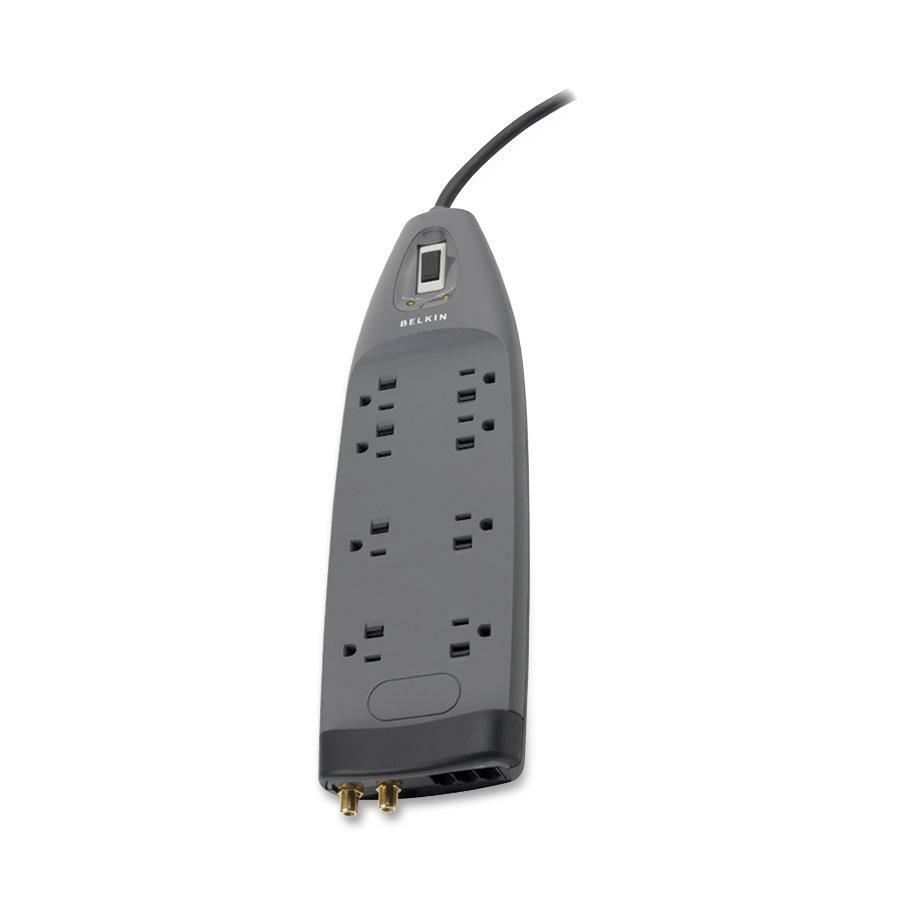 Belkin 8 Outlet Surge Protector with 6ft Power Cord for Home, Office, Travel, Computer Desktop - Black - 3550 Joules - BE10823006