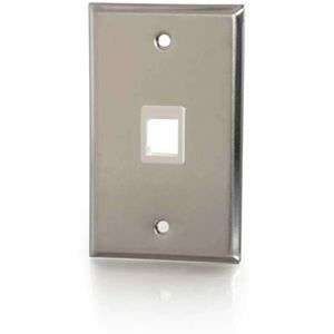 C2G 1-Port Single Gang Multimedia Keystone Wall Plate - Stainless Steel - 37093