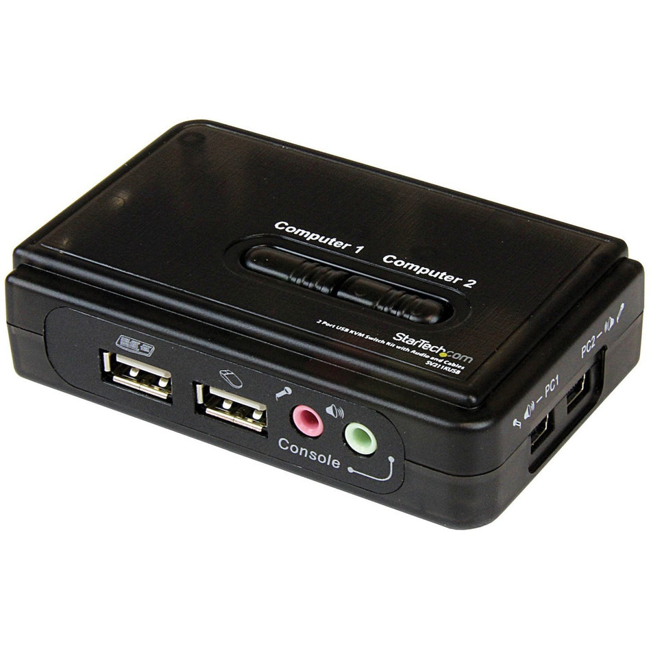 StarTech.com 2 Port USB KVM Kit with Cables and Audio Switching - KVM / audio switch - USB - 2 ports - 1 local user - SV211KUSB