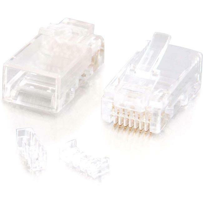 C2G RJ45 Cat5E Modular Plug (with Load Bar) for Round Solid/Stranded Cable - 25pk - 27573