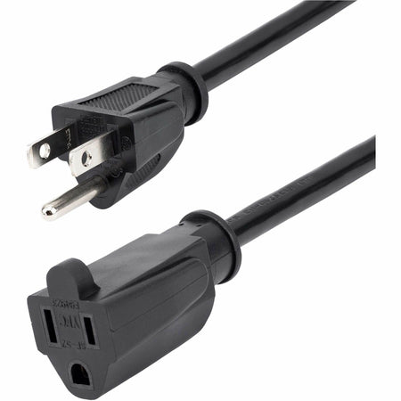 StarTech.com 1ft (0.3m) Short Extension Cord, NEMA5-15R to NEMA5-15P Black Extension Cord, 13A 125V, 16AWG, Computer Power Extension Cable - PAC101