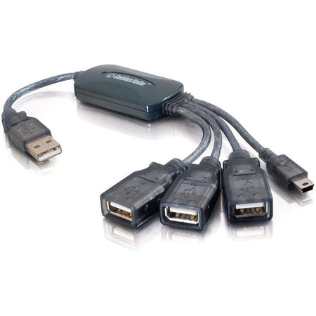 C2G 11in 4-Port USB Splitter - 3 USB A Ports and 1 USB Mini B Plug - USB 2.0 - 27402