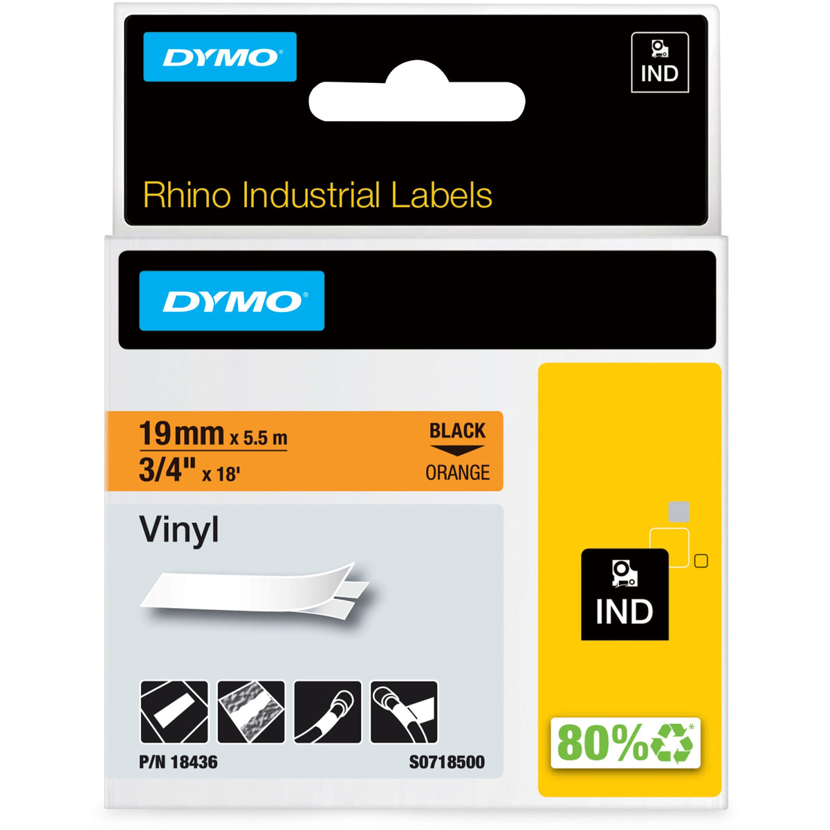 Dymo Colored Industrial Rhino Vinyl Labels - 18436