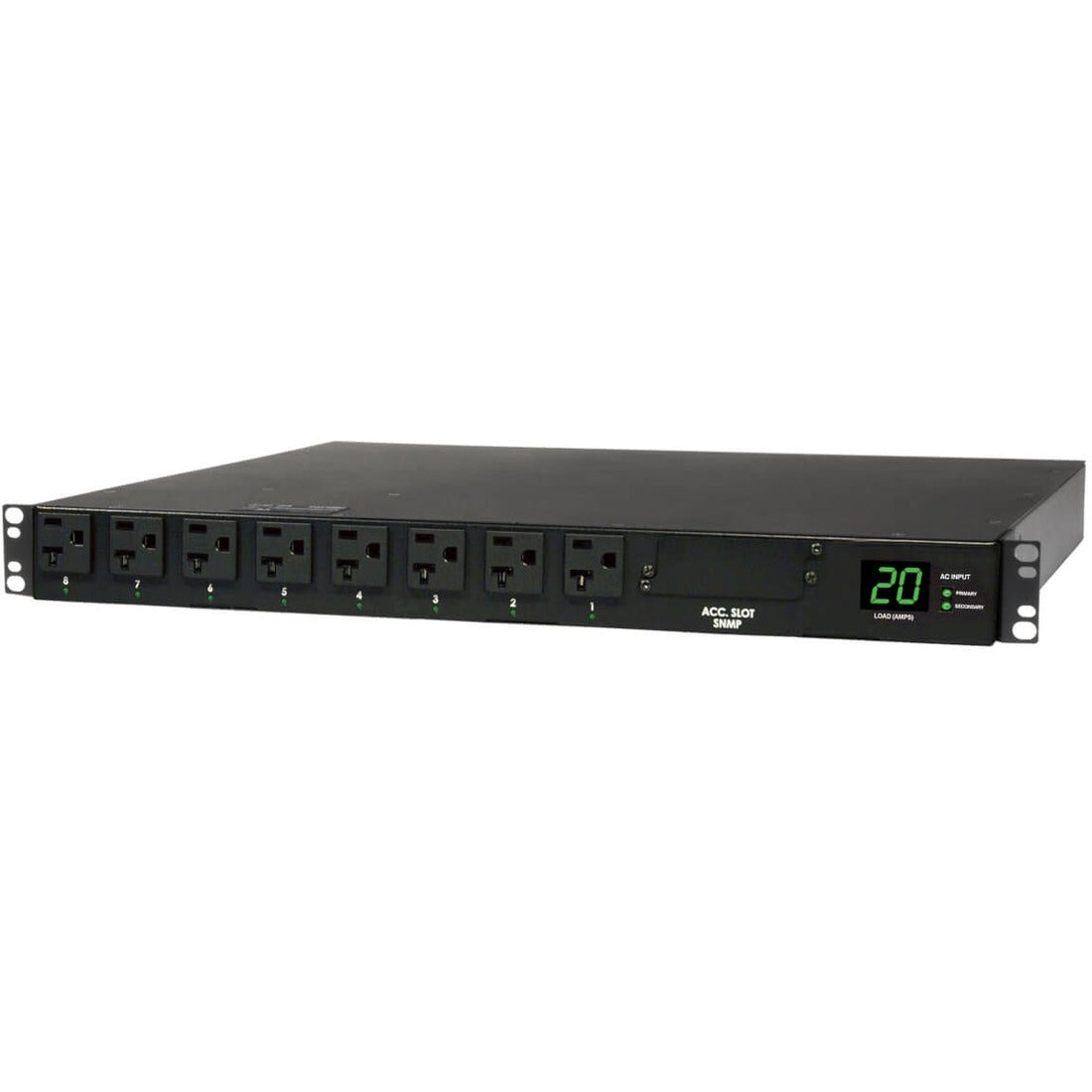 Tripp Lite by Eaton 1.9kW Single-Phase Local Metered Automatic Transfer Switch PDU, 2 120V L5-20P / 5-20P Inputs, 16 5-15/20R Outputs, 1U, TAA - PDUMH20AT