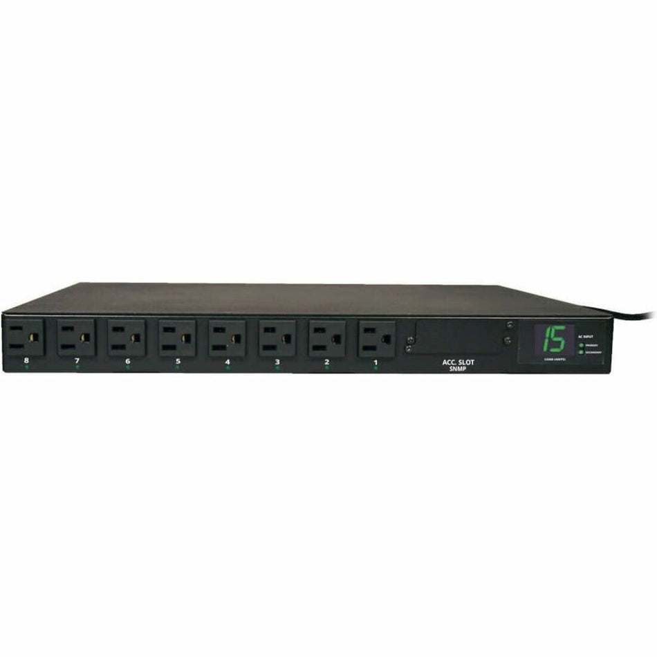 Tripp Lite by Eaton PDU 1.4kW Single-Phase Local Metered Automatic Transfer Switch PDU 2 120V 5-15P 15A Inputs 8 5-15R Outputs 1U TAA - PDUMH15AT