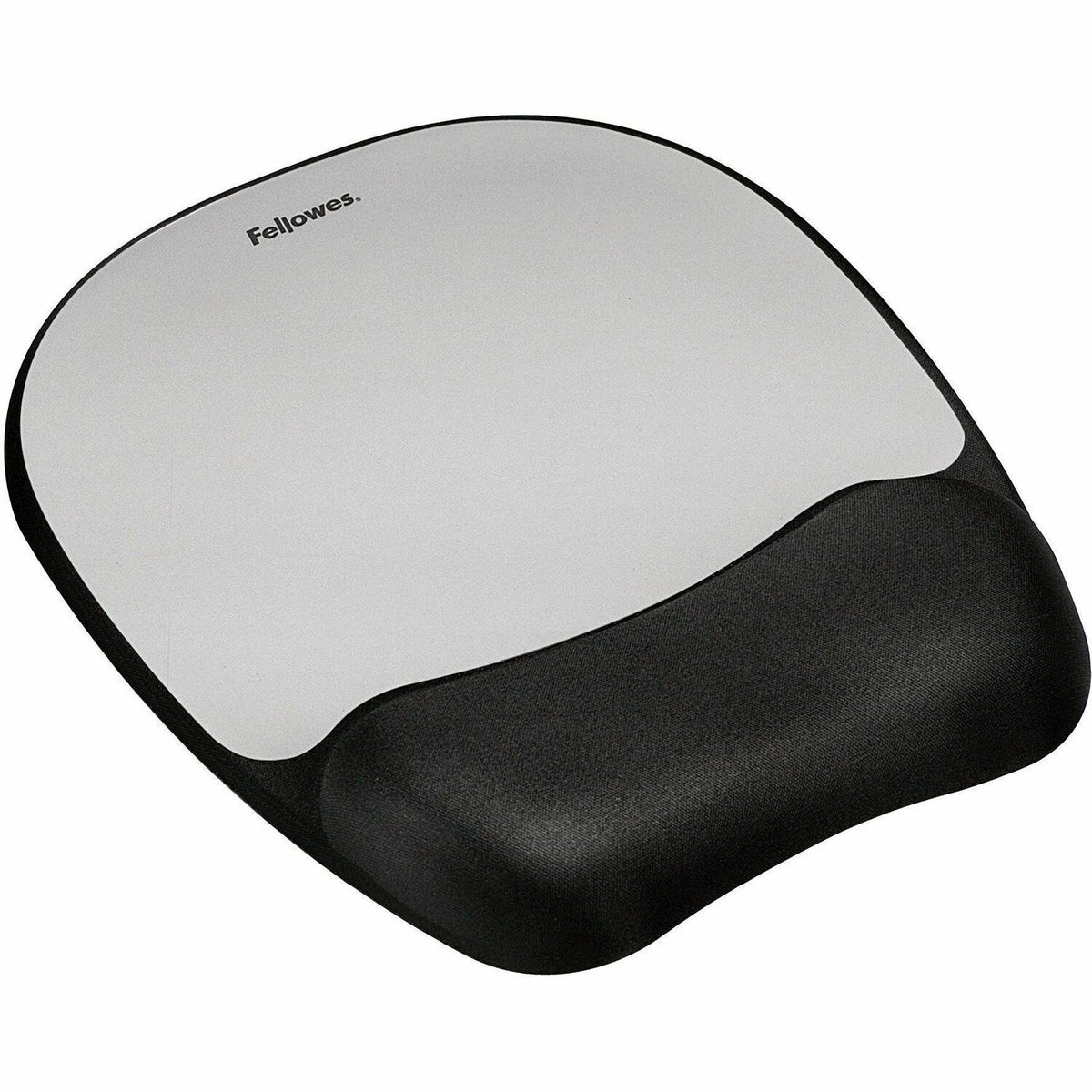 Fellowes&reg; Memory Foam Mouse Pad Wrist Rest - Black/Silver (9175801) - 9175801