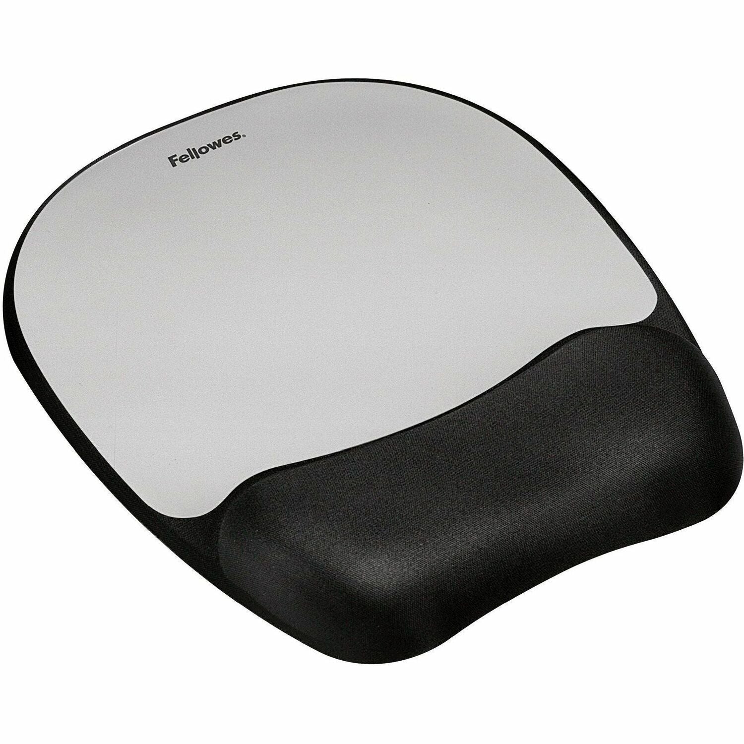 Fellowes&reg; Memory Foam Mouse Pad Wrist Rest - Black/Silver (9175801) - 9175801