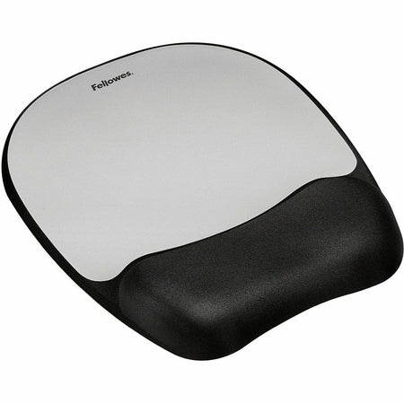 Fellowes&reg; Memory Foam Mouse Pad Wrist Rest - Black/Silver (9175801) - 9175801