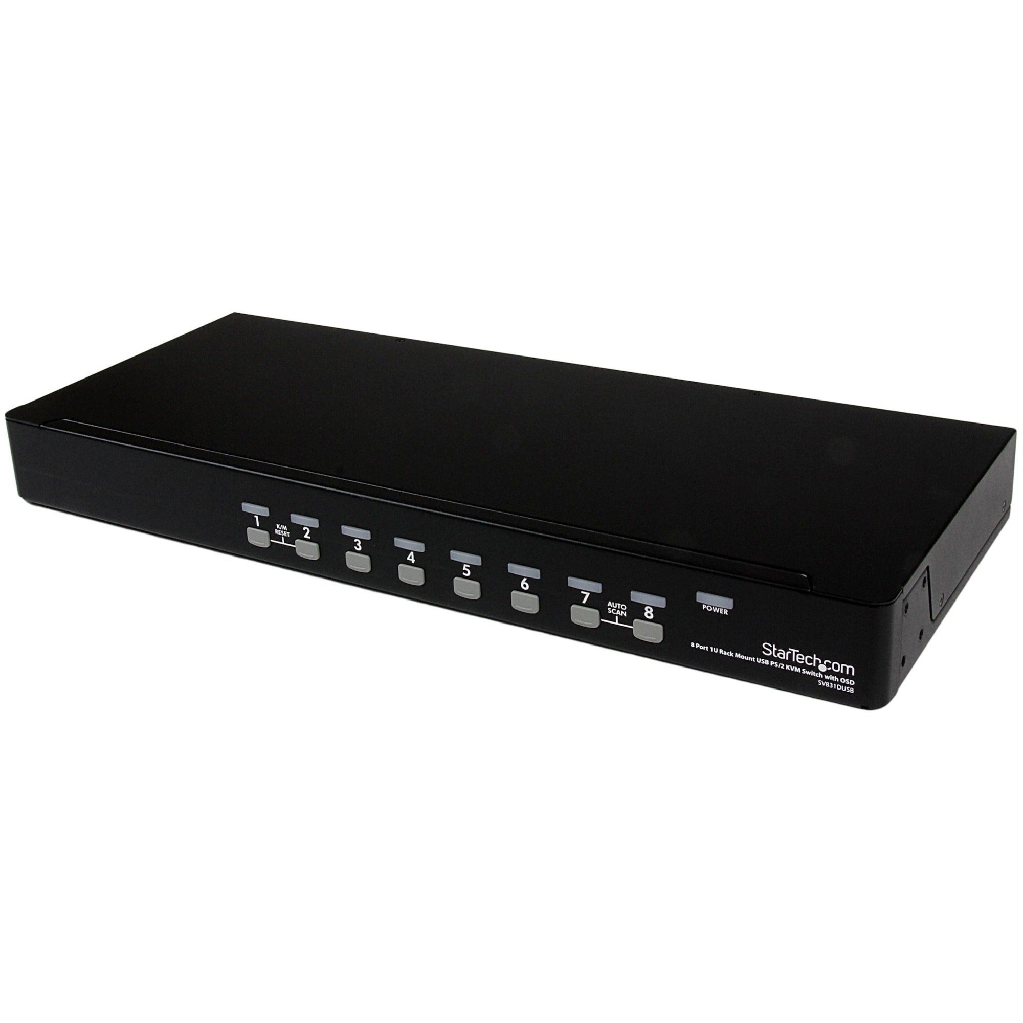 StarTech.com 8 Port 1U Rackmount USB PS/2 KVM Switch with OSD - SV831DUSB