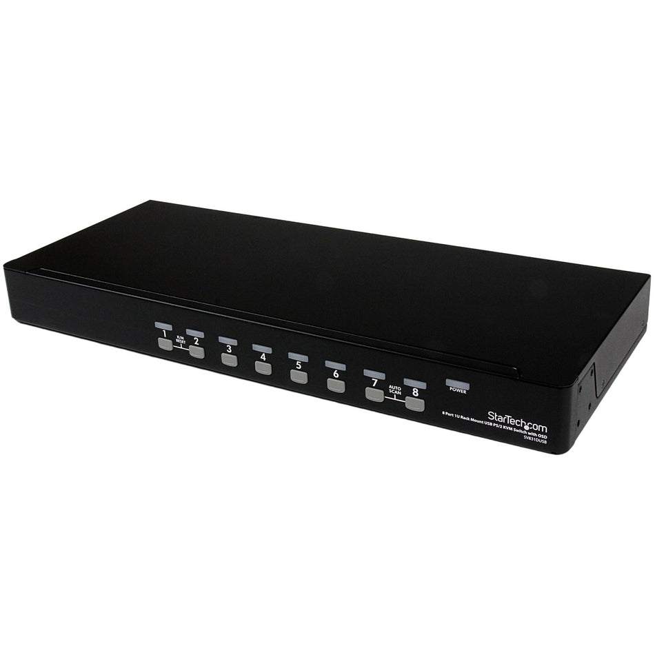 StarTech.com 8 Port 1U Rackmount USB PS/2 KVM Switch with OSD - SV831DUSB