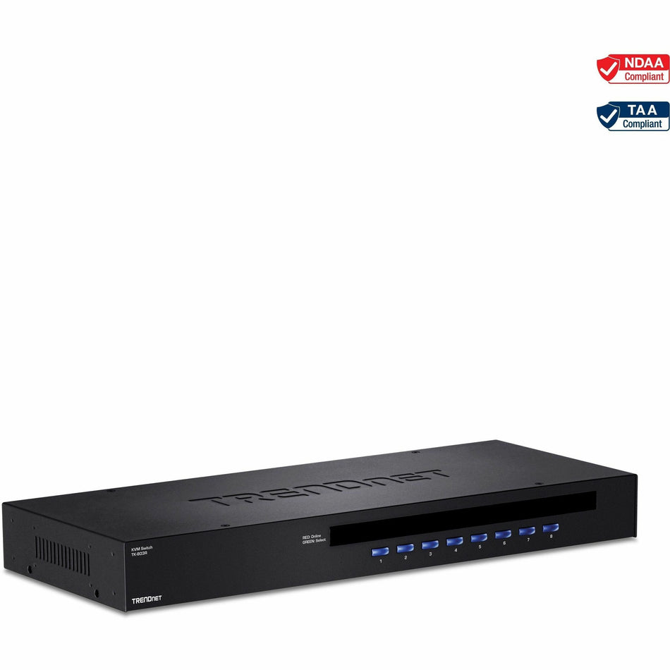 TRENDnet 8-Port USB/PS2 Rack Mount KVM Switch, TK-803R, VGA & USB Connection, Supports USB & PS/2 Connections, Device Monitoring, Auto Scan, Audible Feedback, Control up to 8 Computers/Servers - TK-803R