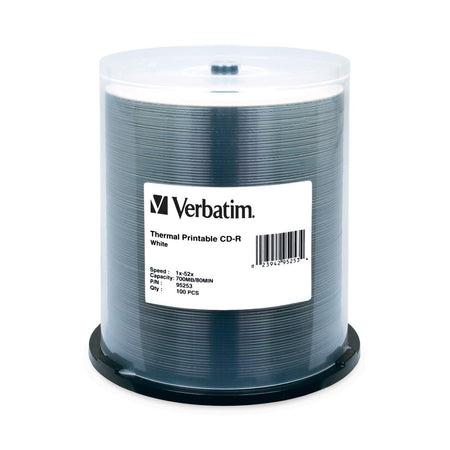 Verbatim CD-R 700MB 52X White Thermal Printable - 100pk Spindle - 95253