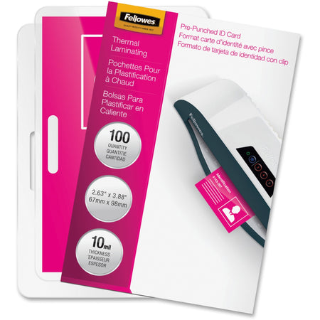 Fellowes Glossy Pouches - ID Tag punched, 10 mil, 100 pack - 52051