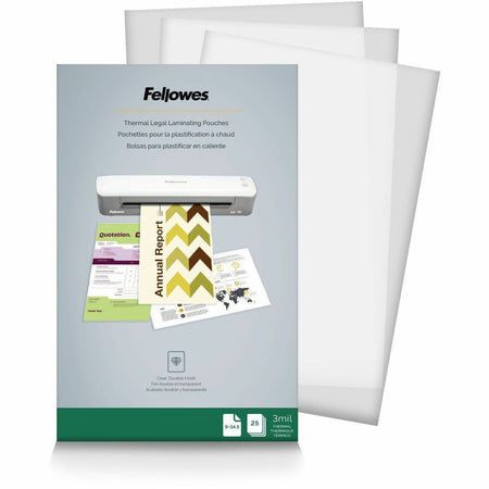 Fellowes Glossy Pouches - Legal, 3 mil, 25 pack - 52006
