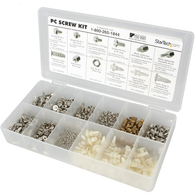 StarTech.com Deluxe Assortment PC Screw Kit - Screw Nuts and Standoffs - Assortment Of 12 Common PC Case Screws - Screw kit - PCSCREWKIT