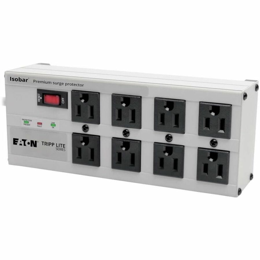 Tripp Lite by Eaton Isobar 8-Outlet Surge Protector 25 ft. Cord with Right-Angle Plug 3840 Joules Diagnostic LEDs Metal Housing - ISOBAR825ULTRA