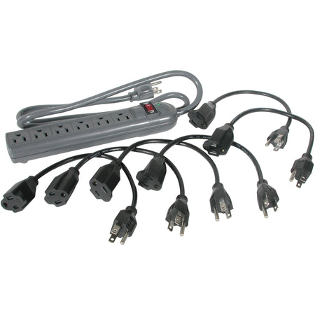 C2G 6-Outlet Surge Suppressor with (6) 1ft Outlet Saver Power Extension Cords - 35549