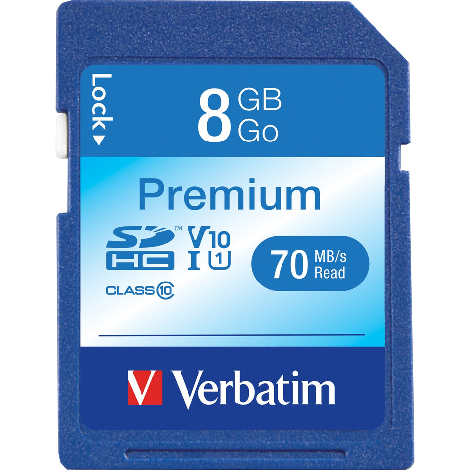 Verbatim 8GB Premium SDHC Memory Card, UHS-I Class 10 - 96318
