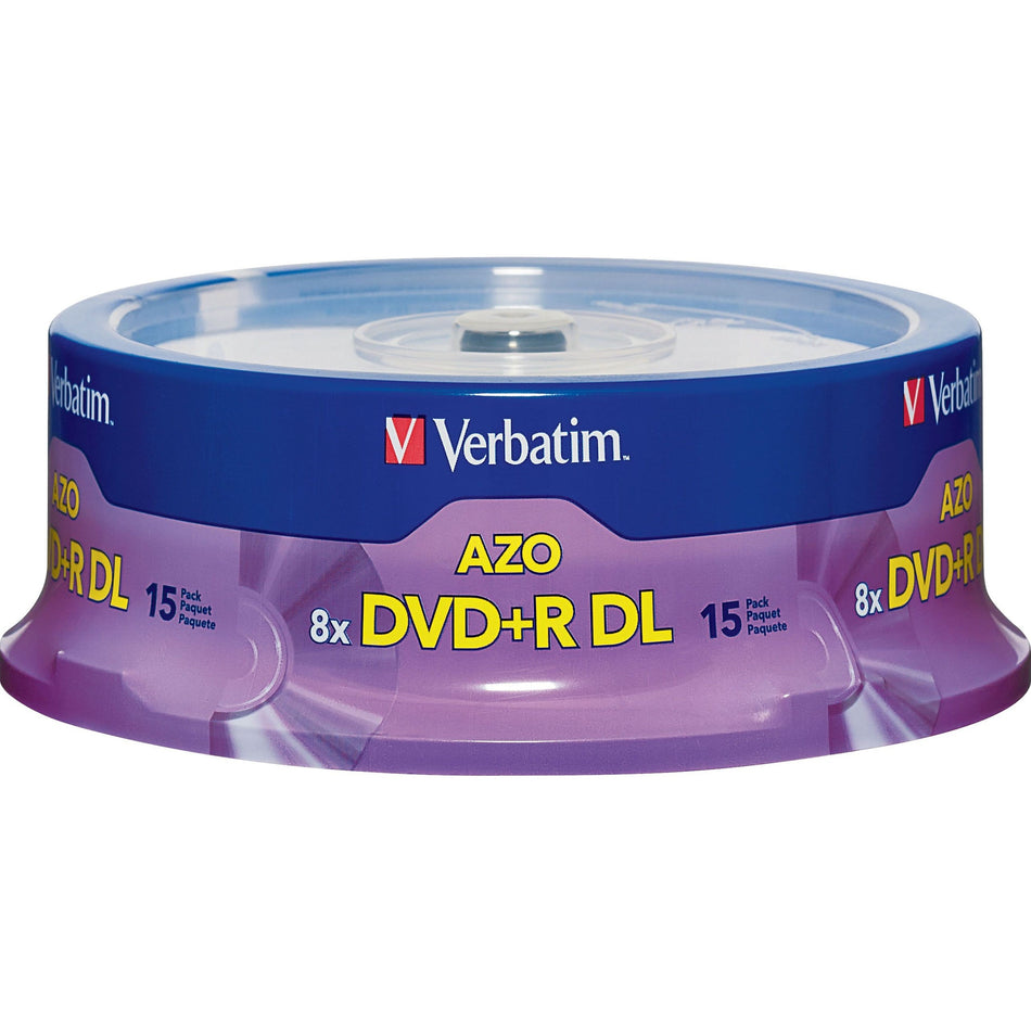 Verbatim DVD+R DL 8.5GB 8X with Branded Surface - 15pk Spindle - 95484