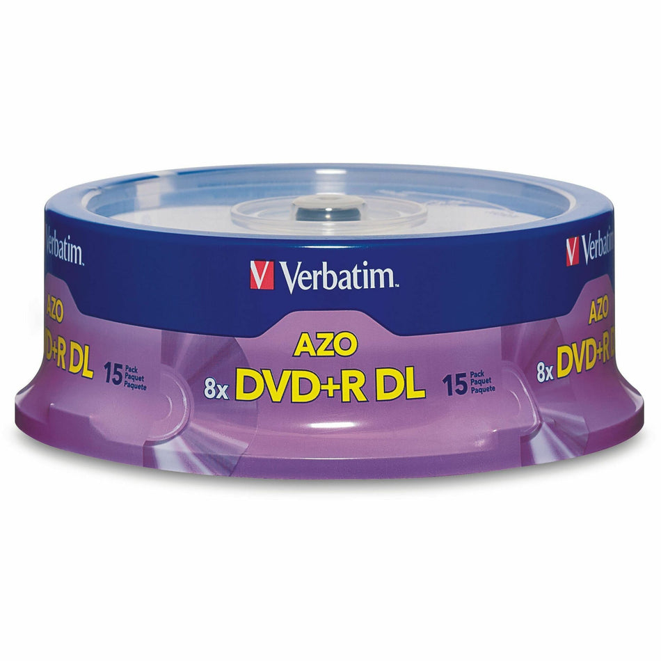 Verbatim DVD+R DL 8.5GB 8X with Branded Surface - 15pk Spindle - 95484