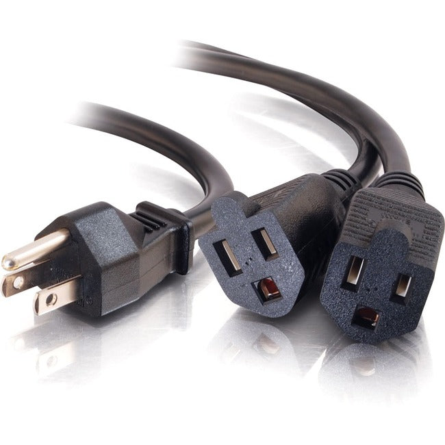 C2G 3ft 16 AWG 1-to-2 Power Cord Splitter (1 NEMA 5-15P to 2 NEMA 5-15R) - 29805