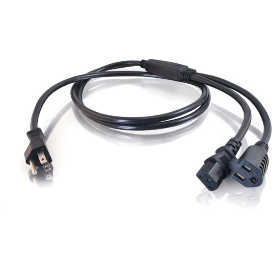 C2G 6ft 16 AWG 1-to-2 Power Cord Splitter (NEMA 5-15P to 1 NEMA 5-15R + 1 IEC320C13) - 29812