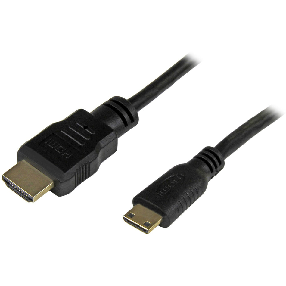 StarTech.com 6ft Mini HDMI to HDMI Cable with Ethernet, 4K 30Hz High Speed Mini HDMI 1.4 (Type-C) Device to HDMI Adapter Cable/Cord, M/M - HDMIACMM6