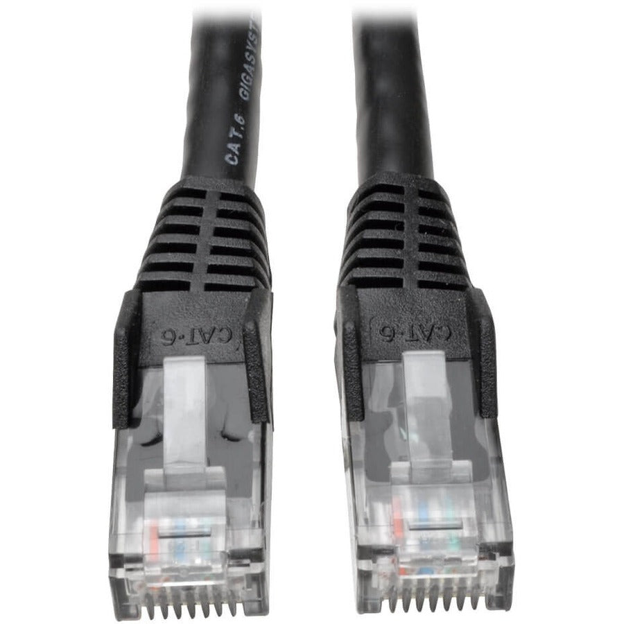 Eaton Tripp Lite Series Cat6 Gigabit Snagless Molded (UTP) Ethernet Cable (RJ45 M/M), PoE, Black, 1 ft. (0.31 m) - N201-001-BK