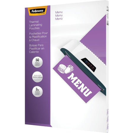 Fellowes Glossy Pouches - Menu, 3 mil, 25 pack - 52011