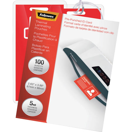Fellowes Punched ID Card Glossy Thermal Laminating Pouches - 52016