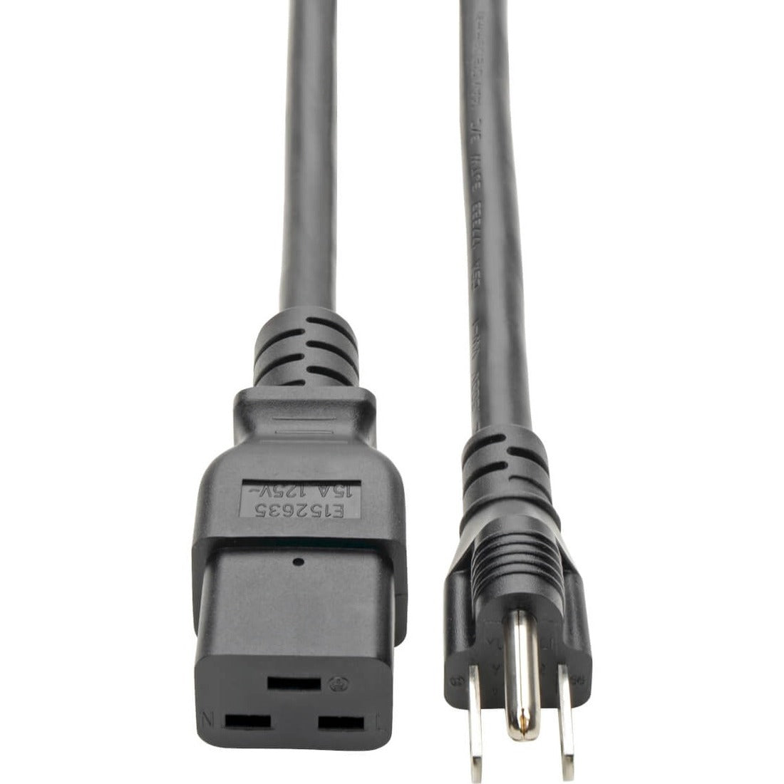 Tripp Lite by Eaton Computer Power Cord C19 to NEMA 5-15P - Heavy-Duty 15A 125V 14 AWG 10 ft. (3.05 m) Black - P034010
