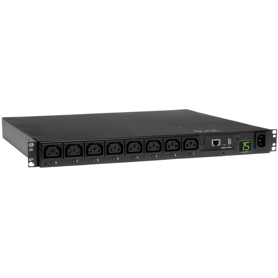 Tripp Lite by Eaton 2.5kW Single-Phase 208/230V Switched PDU - LX Platform, 8 C13 Outlets, C14 Input 2m Cord, 1U Rack-Mount, TAA - PDUMH15HVNET