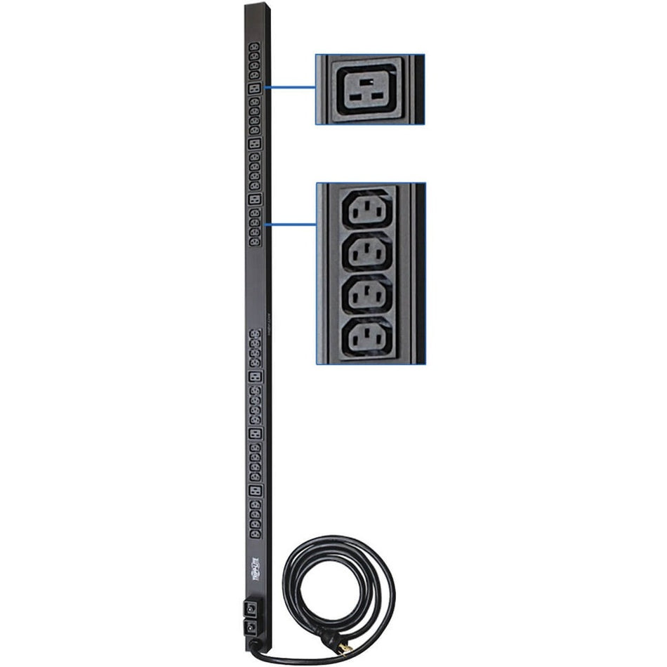 Tripp Lite by Eaton PDU 5.5kW Single-Phase 208/230V Basic PDU 38 Outlets (32 C13 and 6 C19) NEMA L6-30P Input 10 ft. (3.05 m) Cord 0U Vertical - PDUV30HV