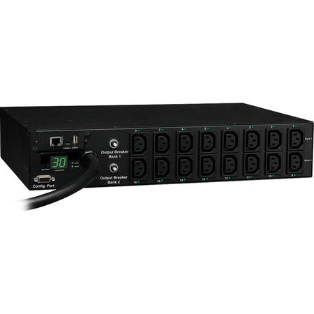 Tripp Lite by Eaton 5.5kW Single-Phase Switched PDU - LX Interface, 208/230V Outlets (16 C13), L6-30P Input, 12 ft. (3.66 m) Cord, 2U Rack-Mount, TAA - PDUMH30HVNET