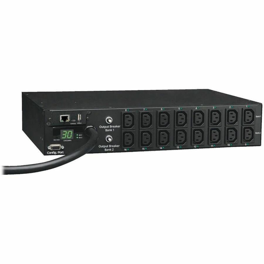 Eaton 5.5kW Single-Phase Switched PDU - LX Interface, 208/230V Outlets (16 C13), L6-30P Input, 12 ft. (3.66 m) Cord, 2U Rack-Mount, TAA - PDUMH30HVNET