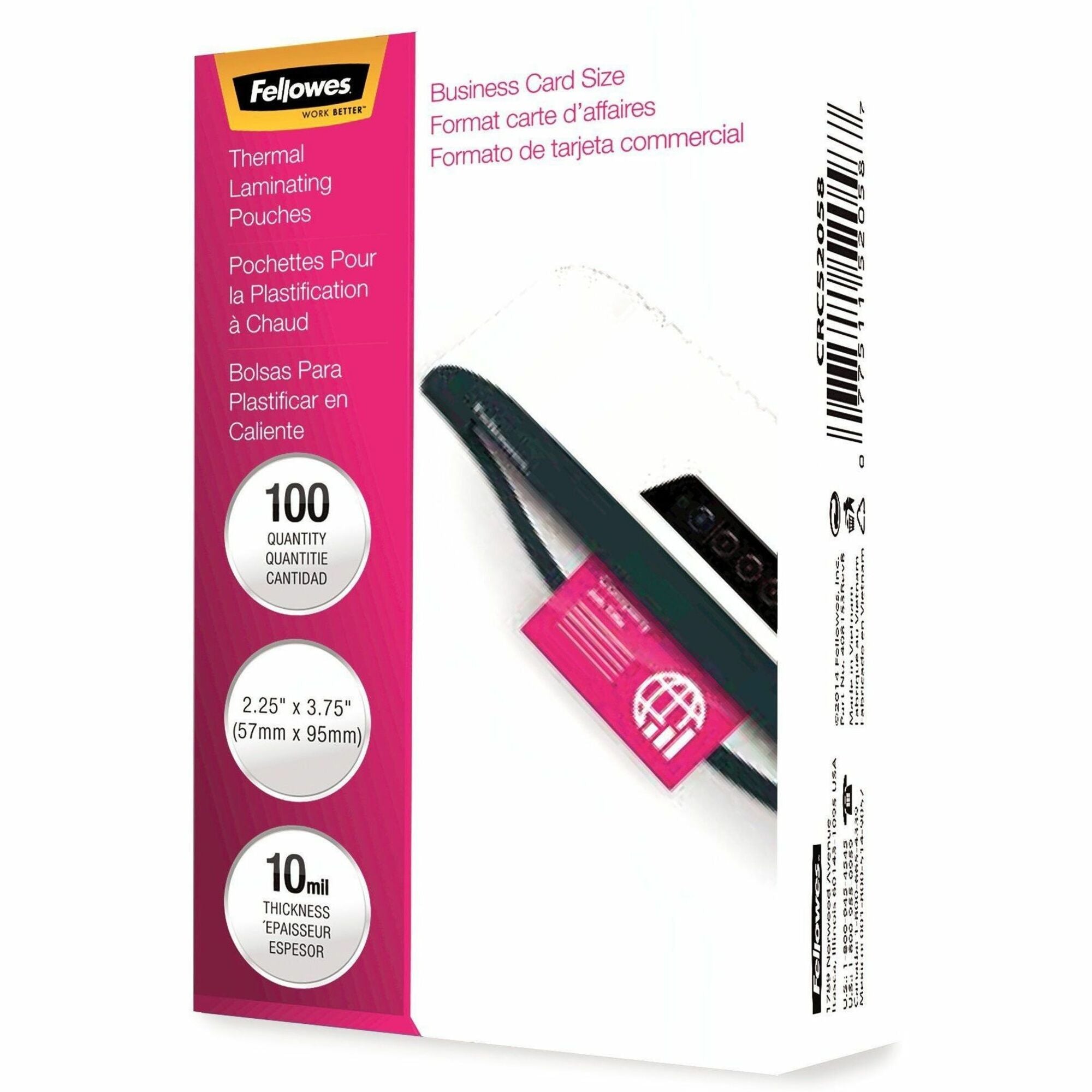 Fellowes Glossy Pouches - Business Card, 10 mil, 100 pack - 52058