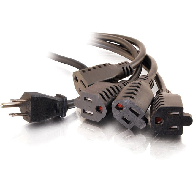 C2G 6ft 16 AWG 1-to-4 Power Cord Splitter (1 NEMA 5-15P to 4 NEMA 5-15R) - 29808