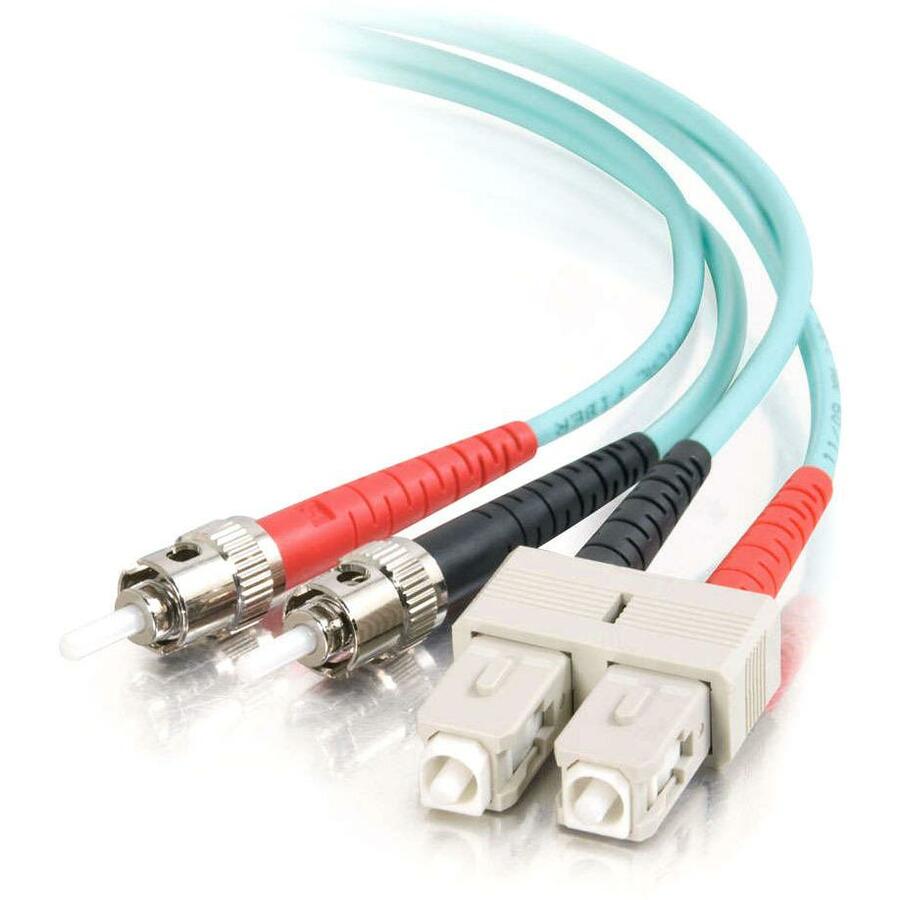 C2G-10m SC-ST 10Gb 50/125 OM3 Duplex Multimode PVC Fiber Optic Cable - Aqua - 36120