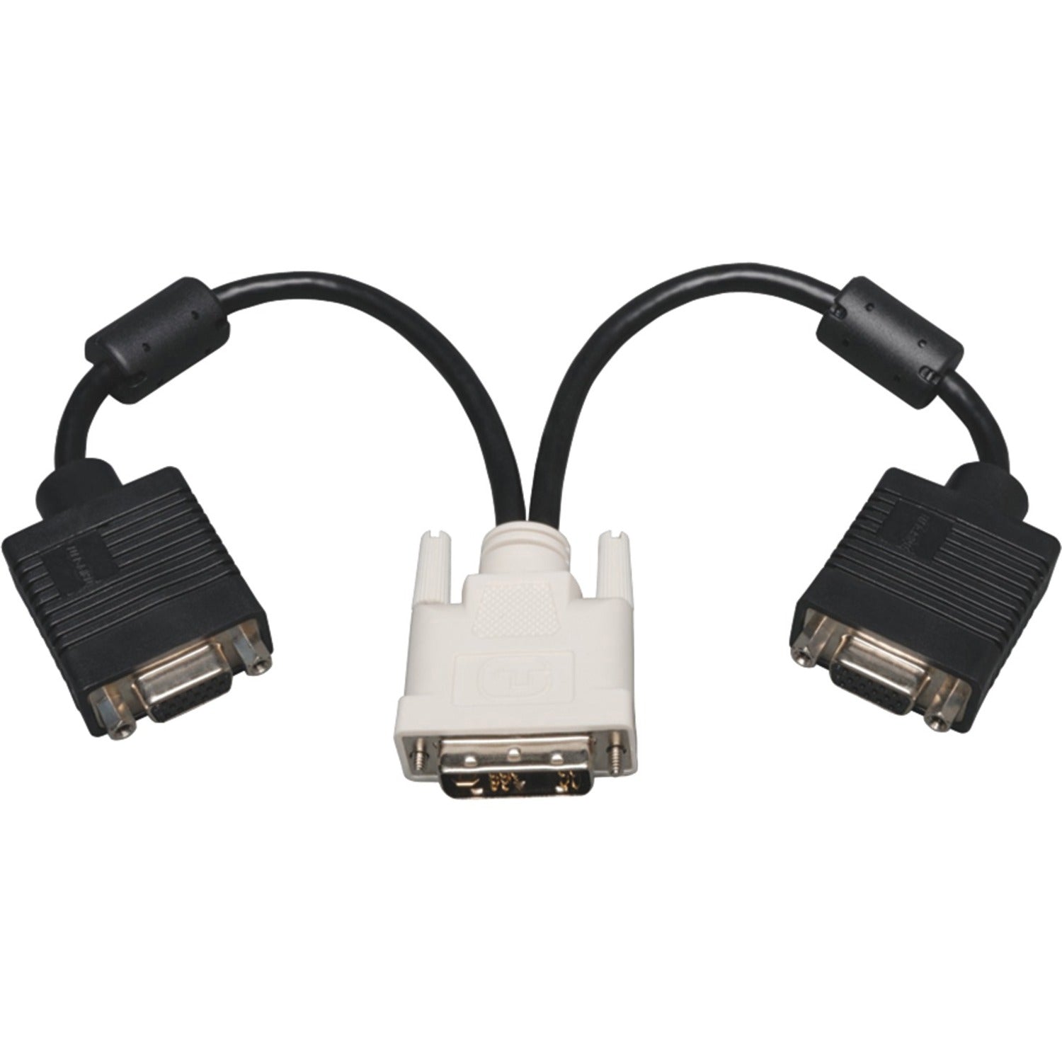 Eaton Tripp Lite Series DVI to VGA Y Splitter Adapter Cable (DVI-I to HD15 M/2xF), 1 ft. (0.3 m) - P120-001-2